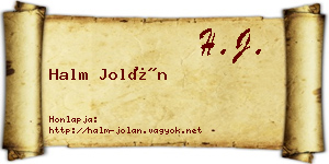 Halm Jolán névjegykártya